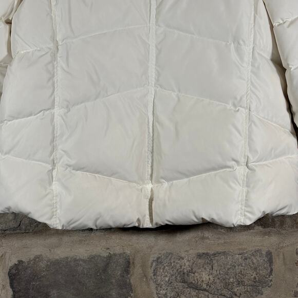 Lands' End Down Puffer Coat Woman's 1X Off White High Collar Winter Warm - Picture 9 of 15